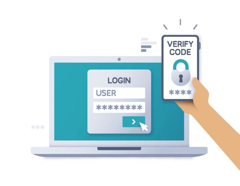 photo of laptop and phone for two factor multi factor identification