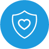 heart in shield icon representing our Maine credit union’s life insurance benefits