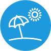 beach umbrella icon to illustrate our Maine credit union’s vacation time benefit