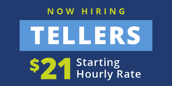 Tellers $21 an hour