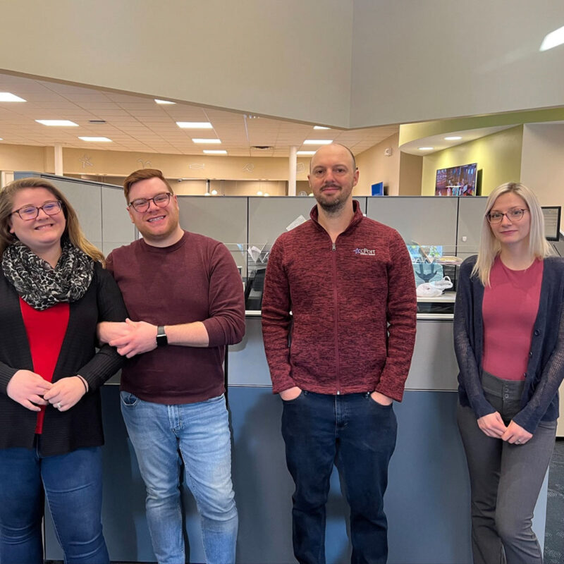 Four of our Maine credit union employees who wore red on Go Red for Women Day.