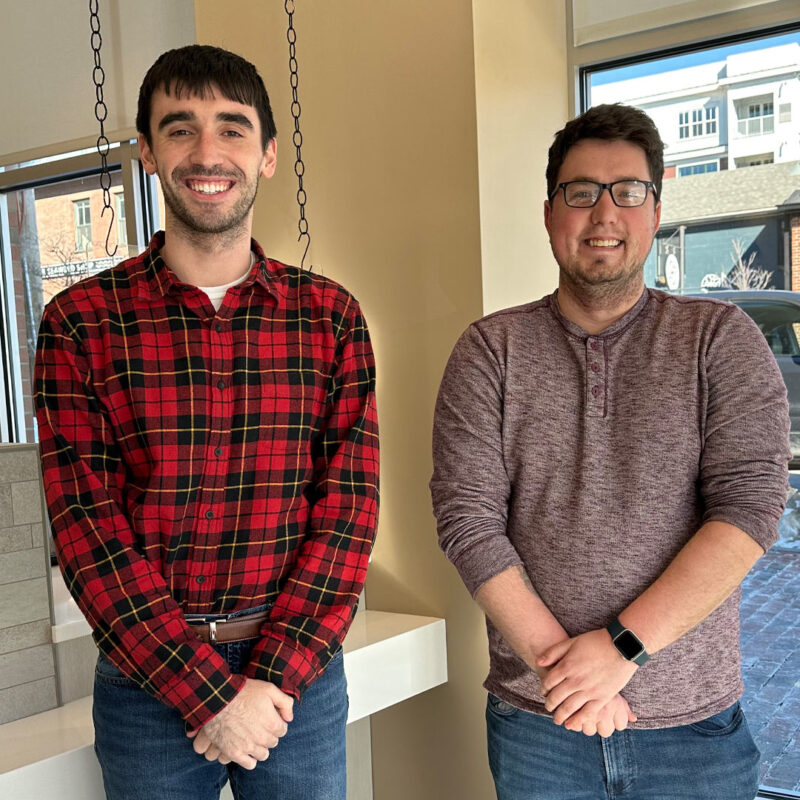 Two employees who Wore Red for Women to support the American Heart Association with our credit union in Maine.