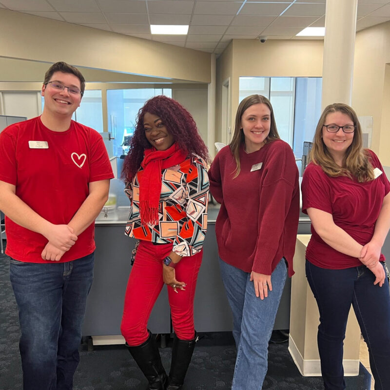 Four of our Maine credit union employees who supported the American Heart Association on Go Red for Women Day.