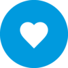 White heart inside a blue circle icon