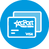 credit card icon with cPort Credit Union and Visa logos on the card