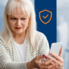 Woman looking at phone suspiciously