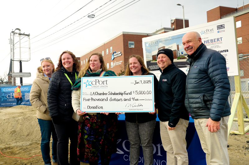 Lewiston cport presents check to Lewiston Auburn Metropolitan Chamber Foundation’s Scholarship Fund